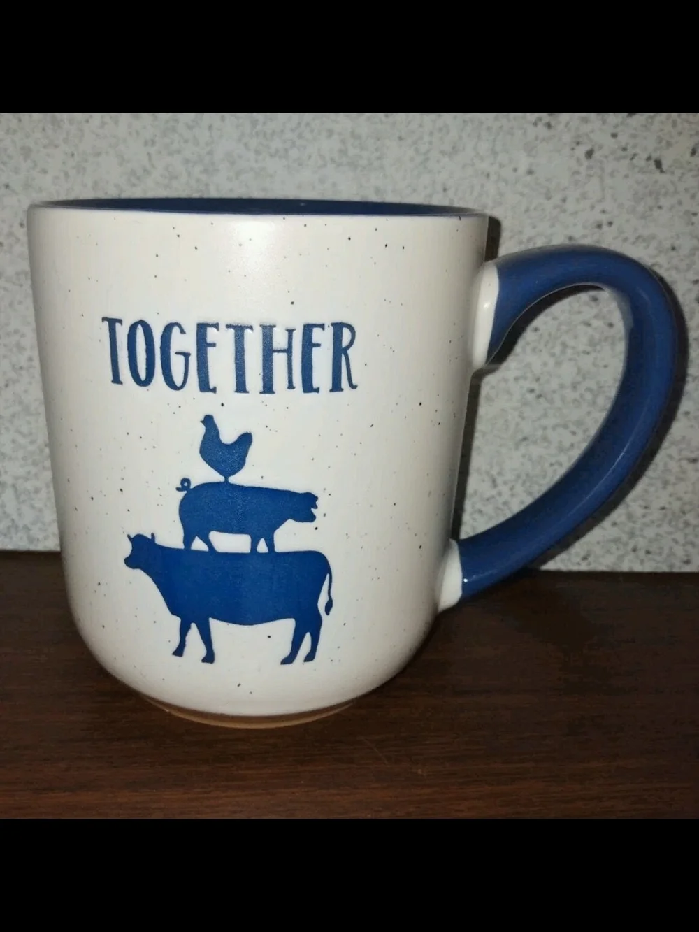 Blue 'Together' Farm Animal Ceramic Coffee Mug